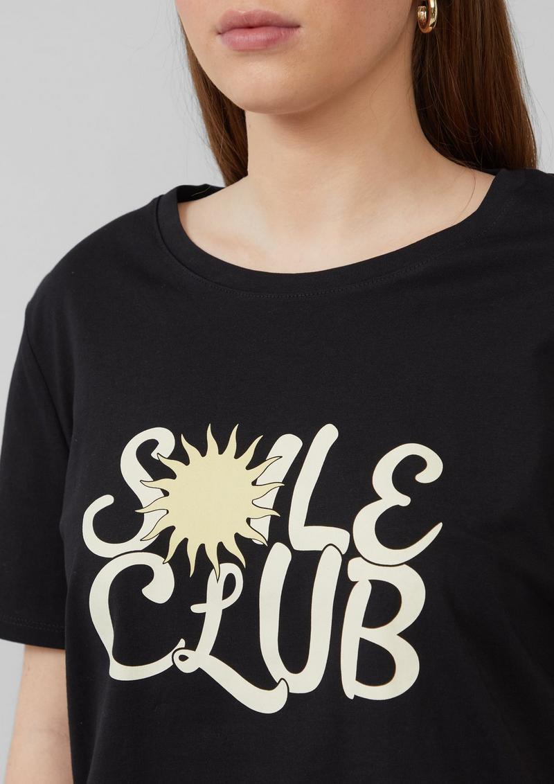 s.Oliver Baumwollshirt mit Frontprint - schwarz