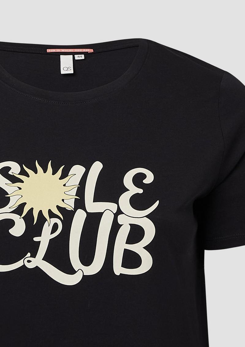 s.Oliver Baumwollshirt mit Frontprint - schwarz