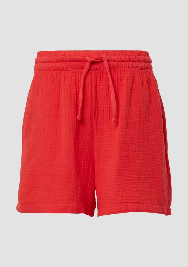 s.Oliver Musselin-Shorts mit Elastikbund - rot