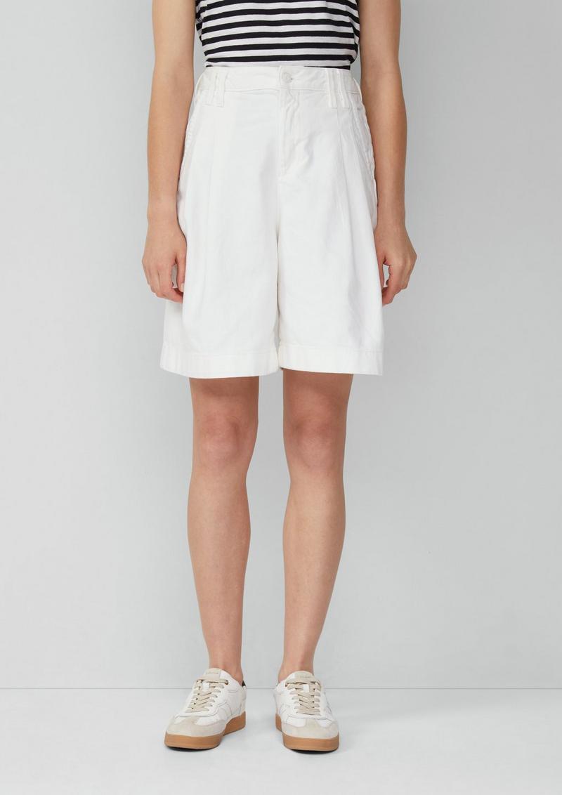 s.Oliver Denim-Bermuda mit Bundfalten - weiß
