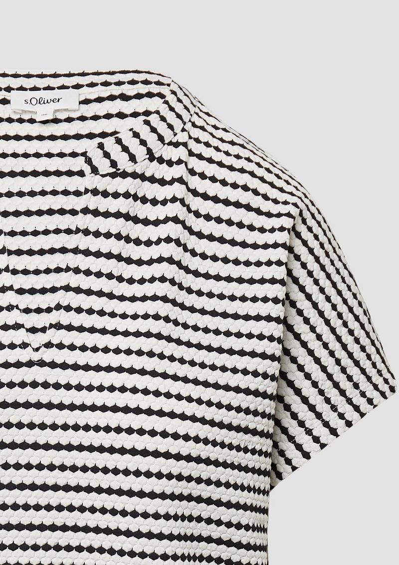 s.Oliver Strukturiertes T-Shirt im O-Shape - creme