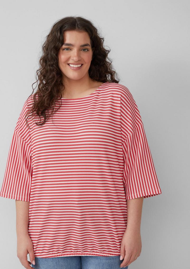 s.Oliver Gestreiftes T-Shirt im Relaxed Fit mit 3/4-Ärmeln - zartrosa