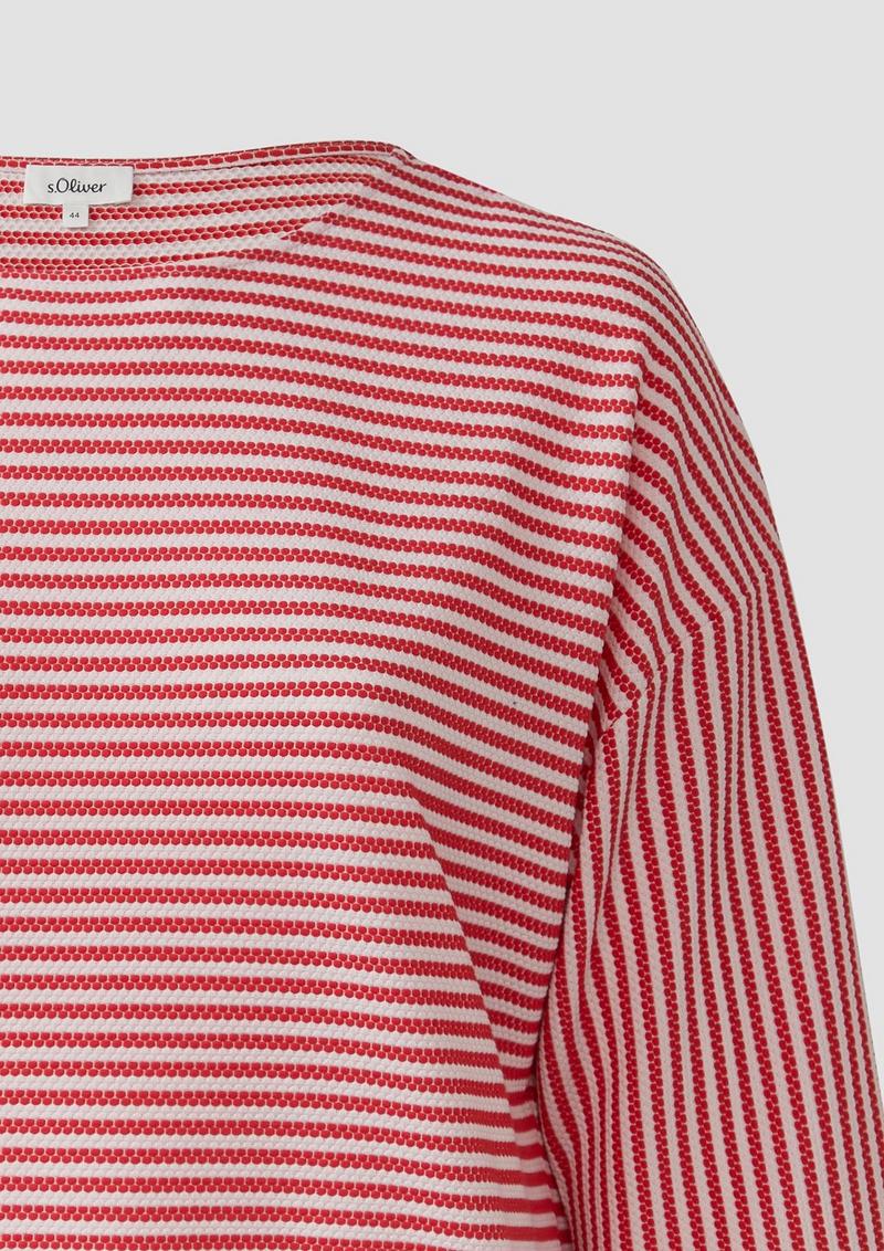 s.Oliver Gestreiftes T-Shirt im Relaxed Fit mit 3/4-Ärmeln - zartrosa