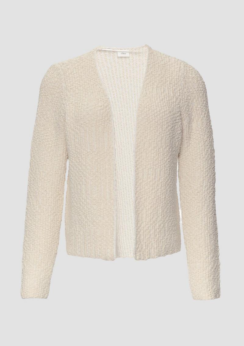 s.Oliver Offene Strickjacke mit Glitzergarn - ecru