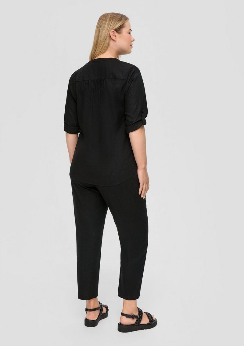 s.Oliver Leinenbluse mit 3/4-Arm und Raffung - schwarz
