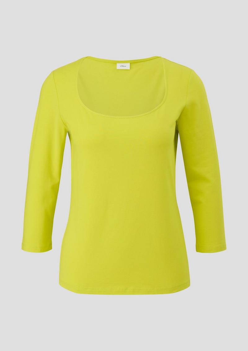 s.Oliver Longsleeve aus Baumwollstretch - gelb