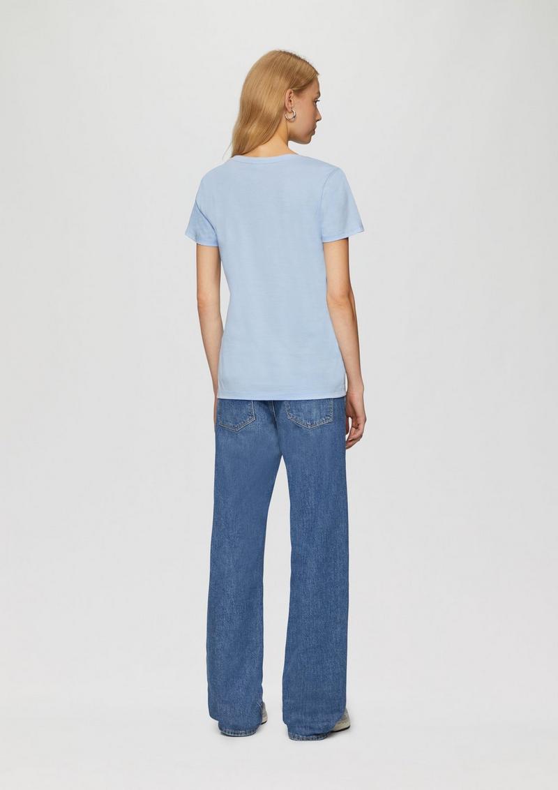 s.Oliver Baumwollshirt mit V-Ausschnitt - hellblau
