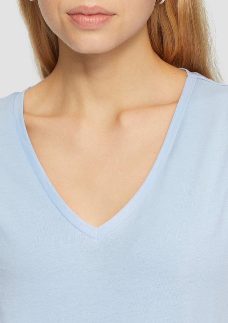 s.Oliver Baumwollshirt mit V-Ausschnitt - hellblau