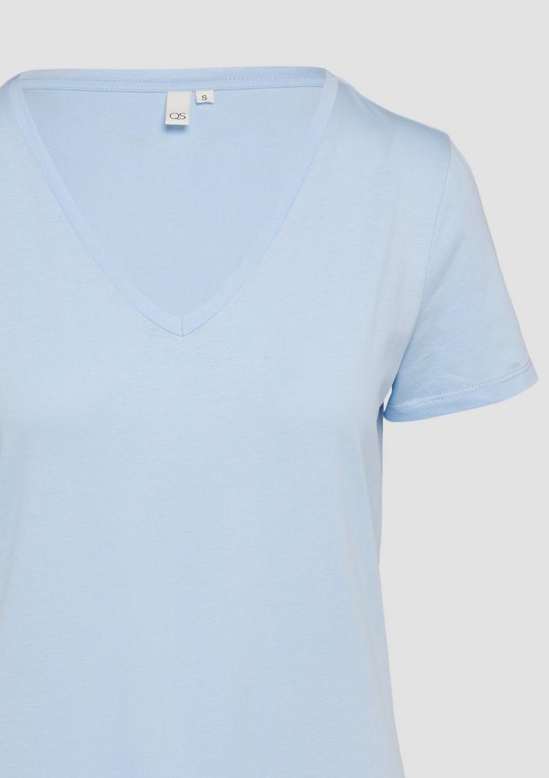 s.Oliver Baumwollshirt mit V-Ausschnitt - hellblau
