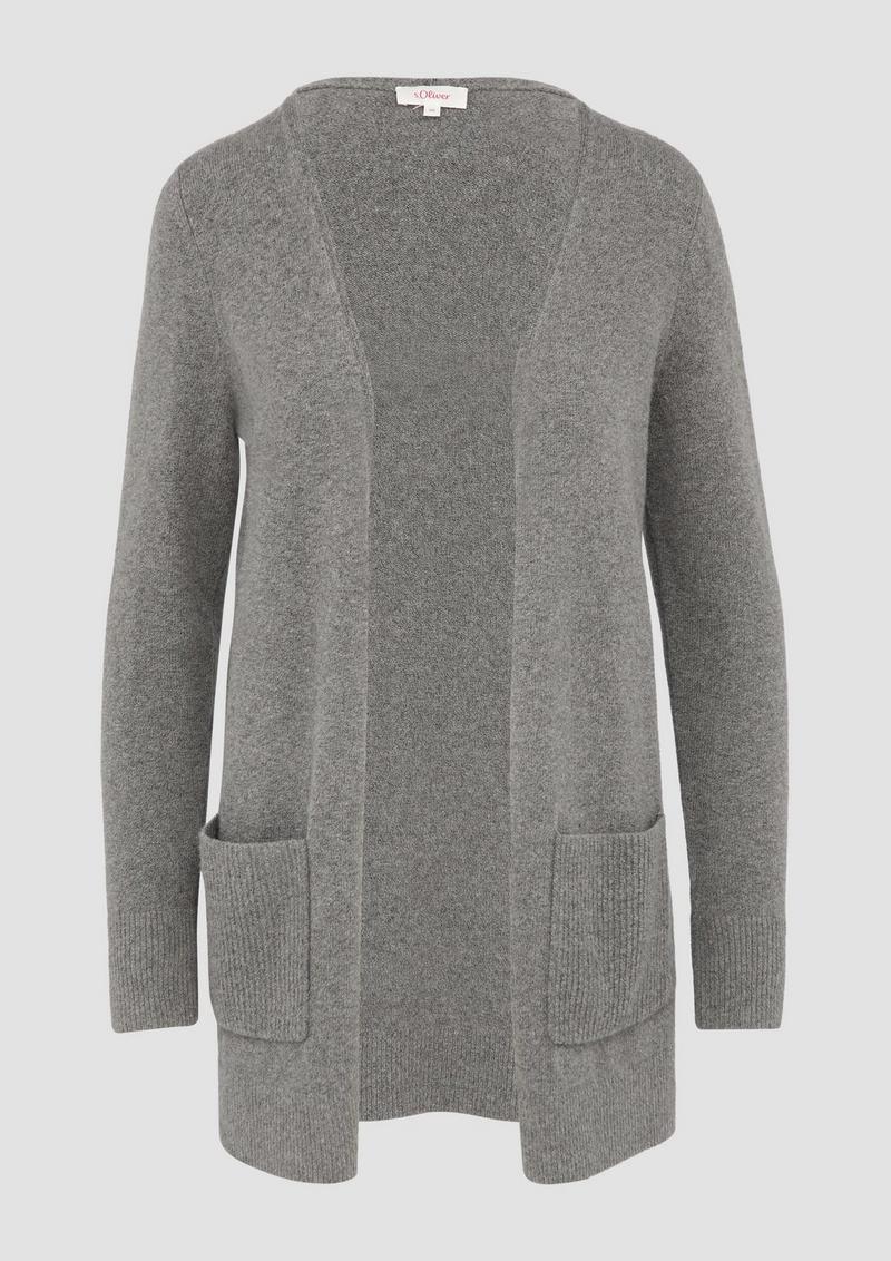 s.Oliver Lange Strickjacke mit Rippbündchen - graphit