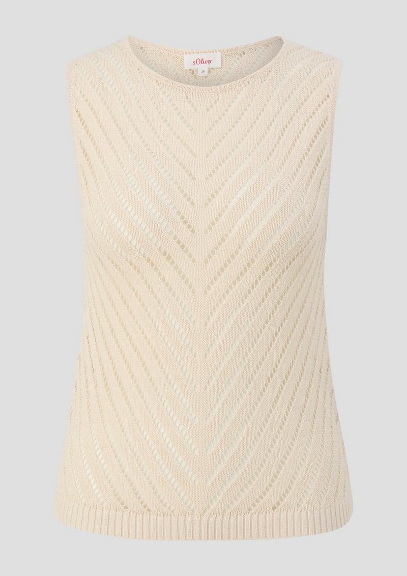 s.Oliver Top aus Ajourstrick - beige