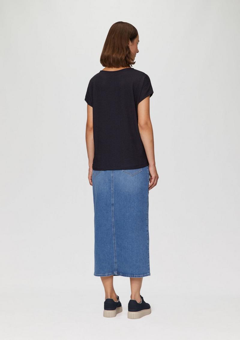 s.Oliver T-Shirt mit Musterstruktur - navy
