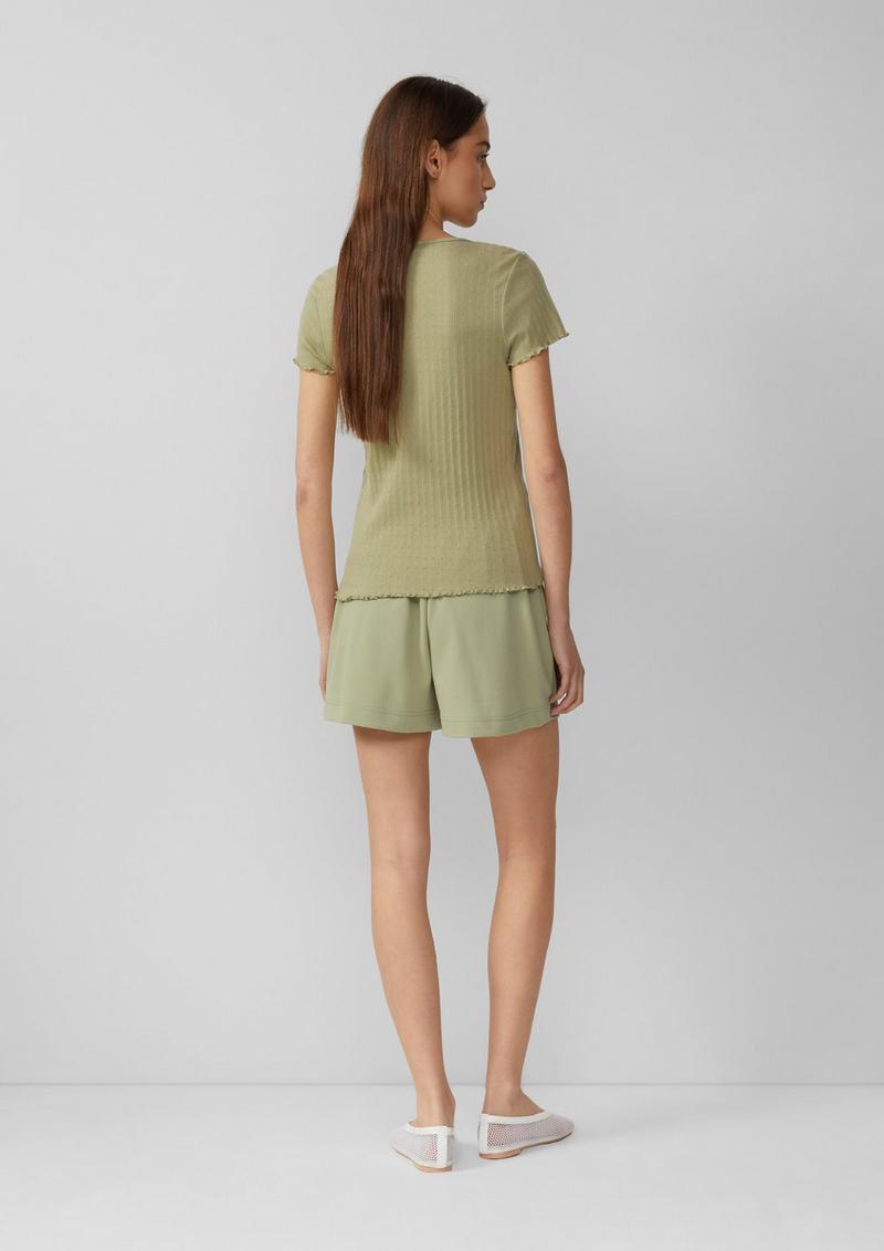 s.Oliver T-Shirt mit Ajour-Muster - helles olivgrün
