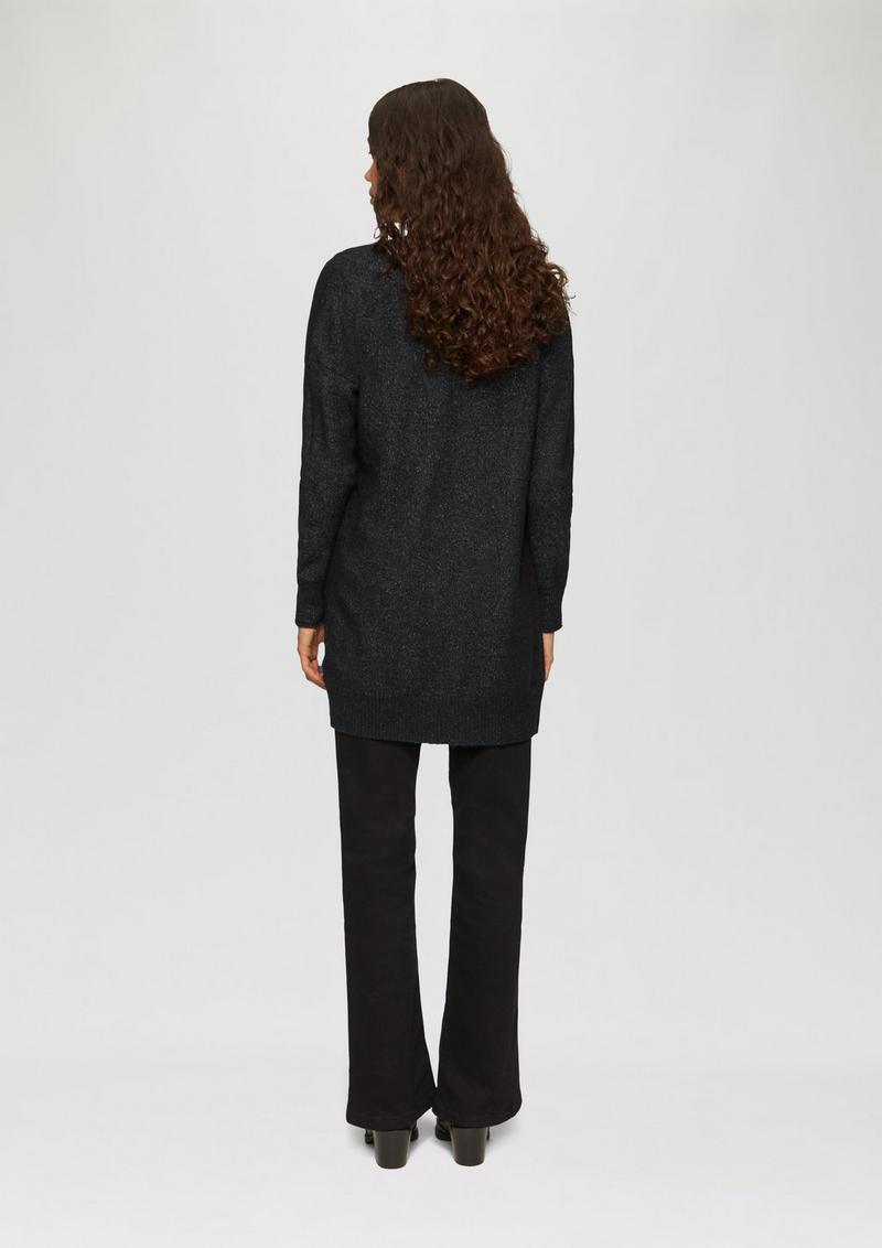 s.Oliver Weiche Strickjacke mit Rollkante - schwarz