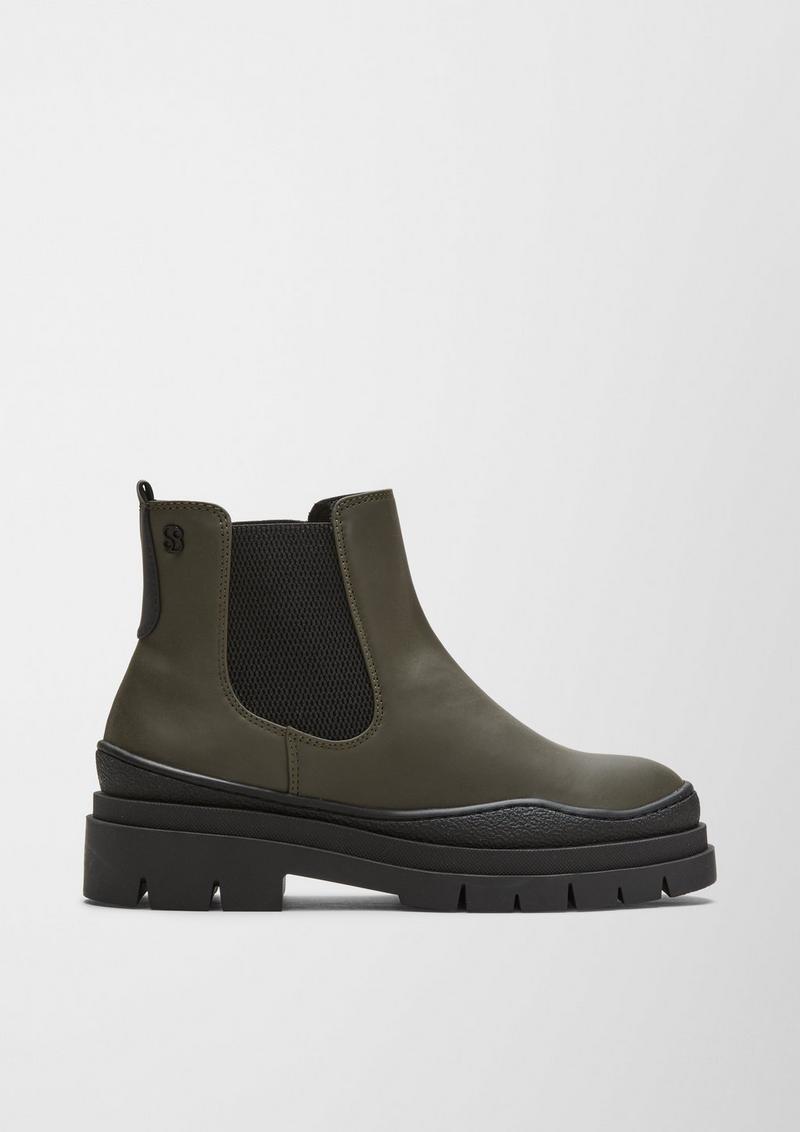 s.Oliver Stiefel in Leder-Optik - olivgrün