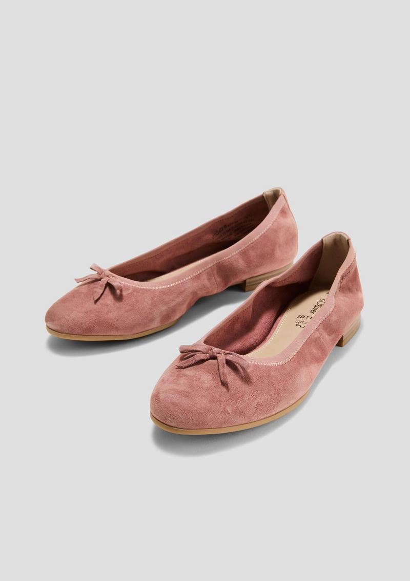 s.Oliver Klassische Leder-Ballerinas mit Schleifchen-Detail - altrosa