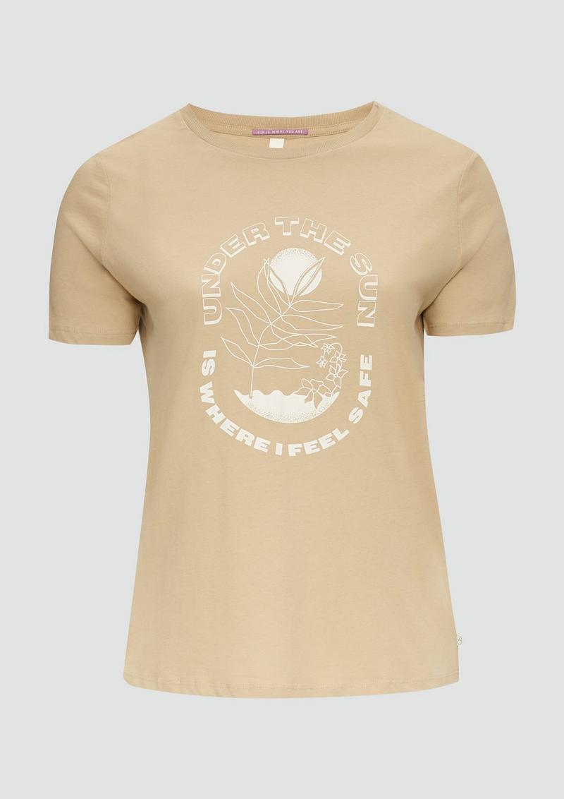 s.Oliver T-Shirt aus Baumwolle mit Front-Print - hellbraun