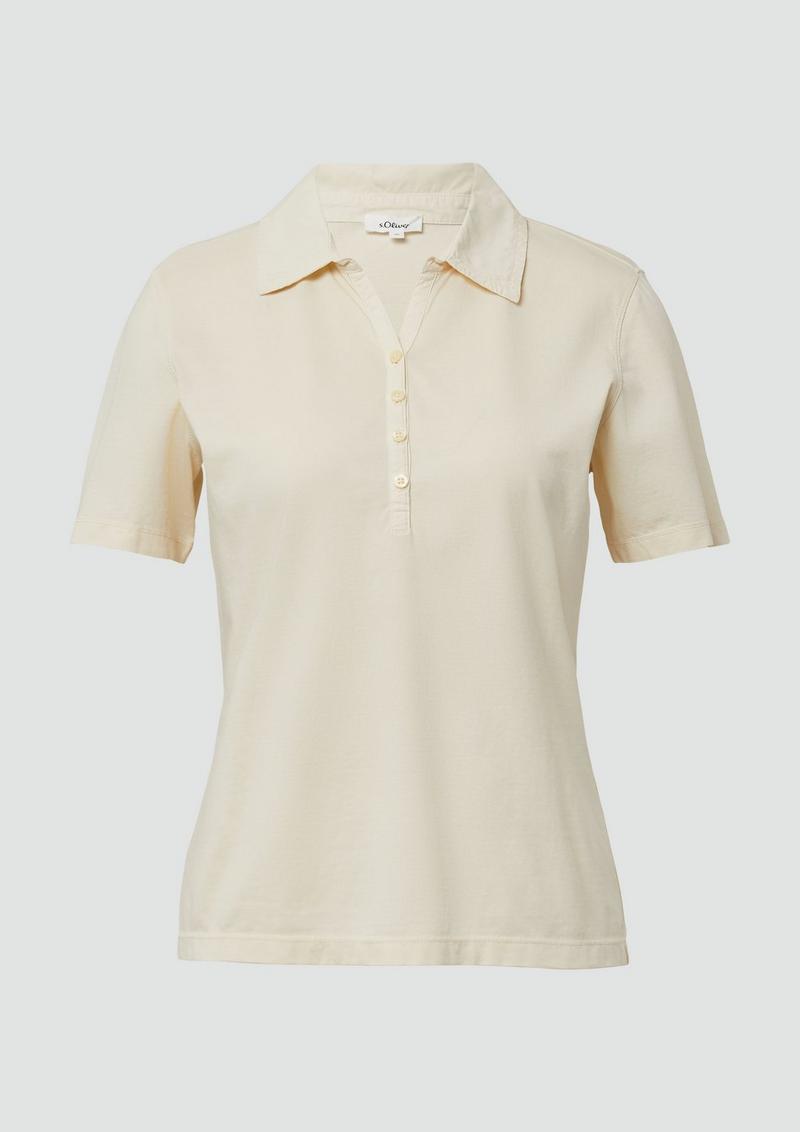 s.Oliver Jersey-Polo mit Knopfleiste - helles zitrone