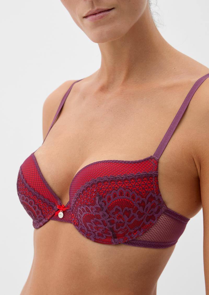 s.Oliver Push-Up-BH mit Spitze - bordeaux