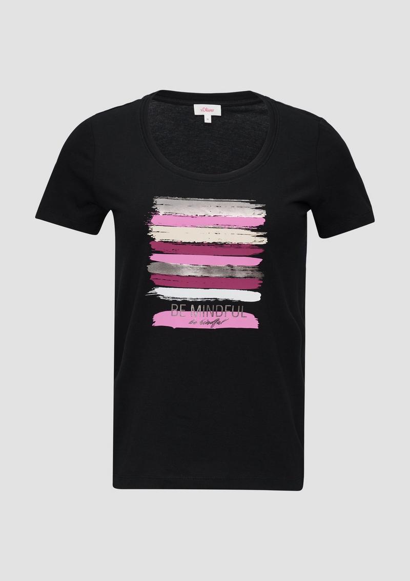 s.Oliver T-Shirt mit Frontprint - schwarz