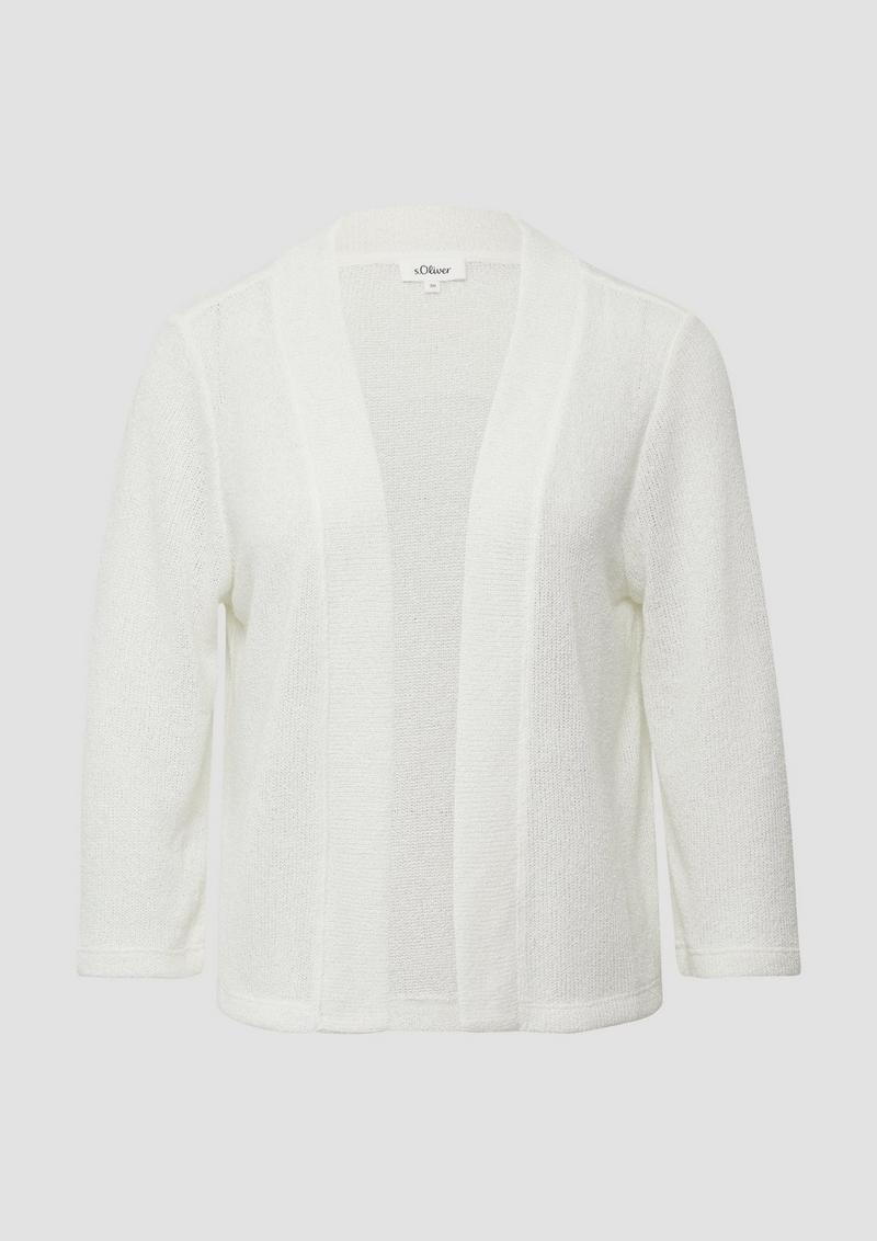 s.Oliver Cardigan aus Bouclégarn mit 3/4-Ärmeln - creme