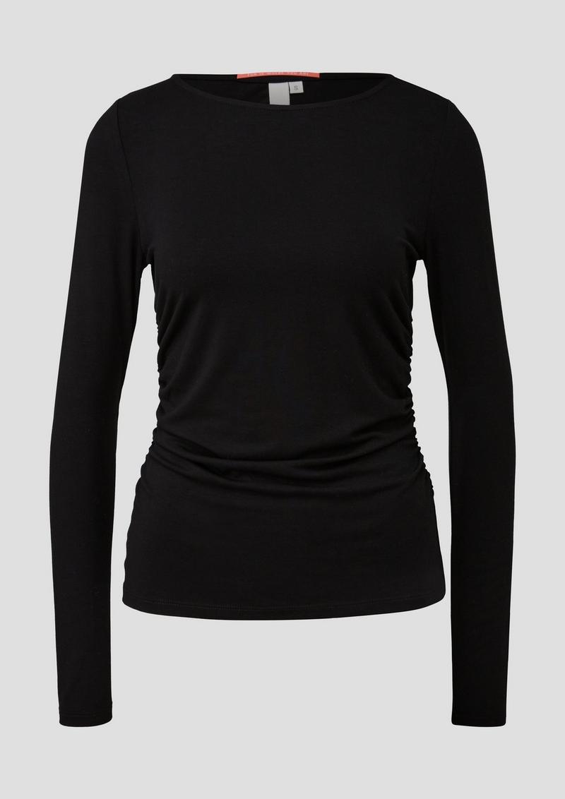 s.Oliver Jerseyshirt mit seitlichen Raffungen - schwarz