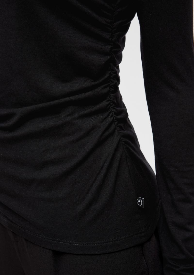 s.Oliver Jerseyshirt mit seitlichen Raffungen - schwarz