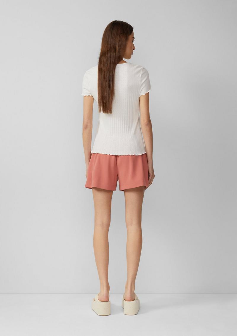 s.Oliver T-Shirt mit Ajour-Muster - creme