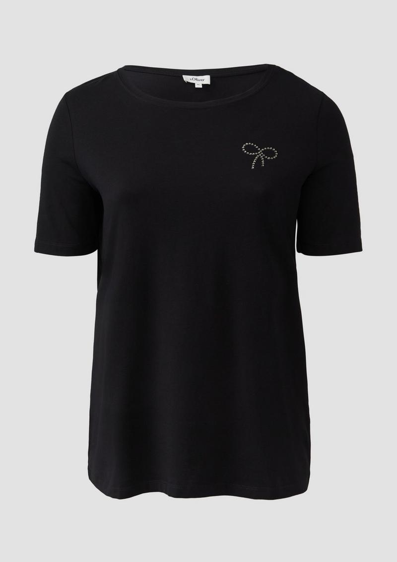 s.Oliver Jersey-T-Shirt mit Applikation - schwarz