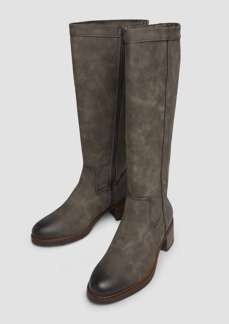s.Oliver Stiefel mit Blockabsatz in Leder-Optik - braun