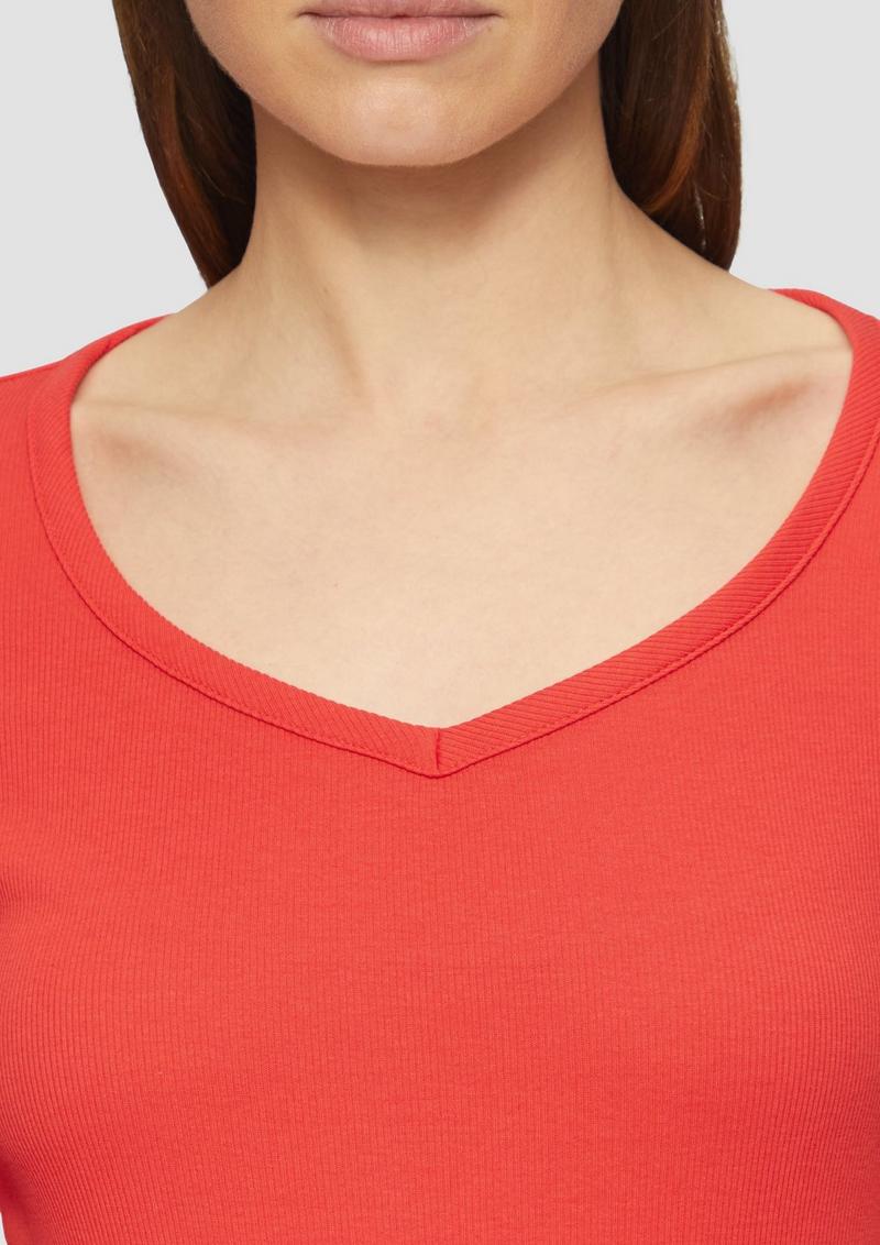 s.Oliver Feines Jersey-Longsleeve mit Rippstruktur - mohnrot