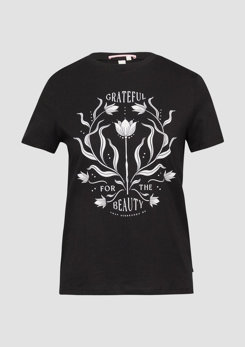 s.Oliver Baumwollshirt mit Frontprint - schwarz