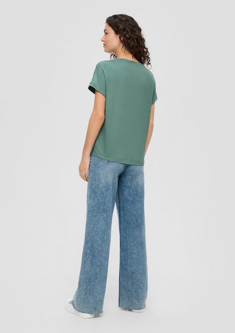 s.Oliver T-Shirt mit Pailletten - helles petrol