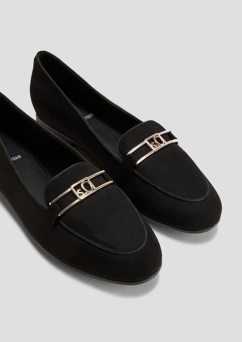 s.Oliver Slipper mit Schmuck-Detail - schwarz