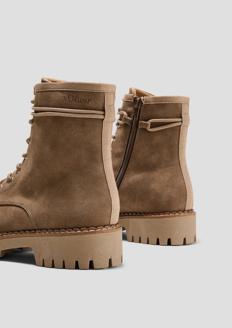 s.Oliver Schnürstiefel in Leder-Optik - hellbraun