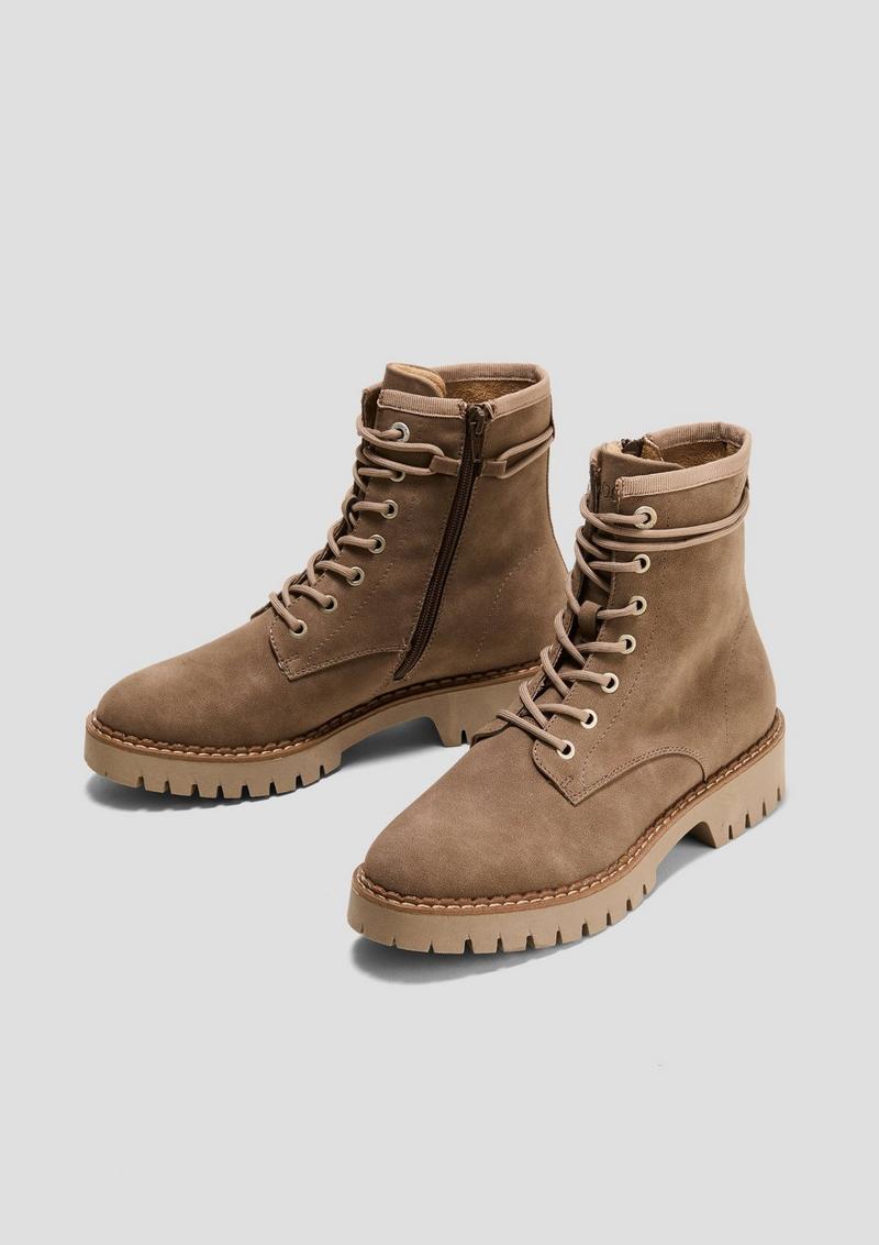 s.Oliver Schnürstiefel in Leder-Optik - hellbraun