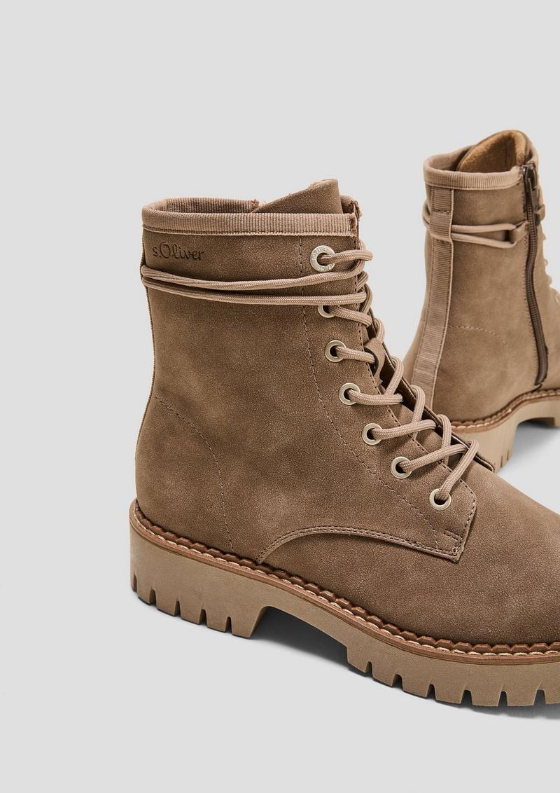 s.Oliver Schnürstiefel in Leder-Optik - hellbraun