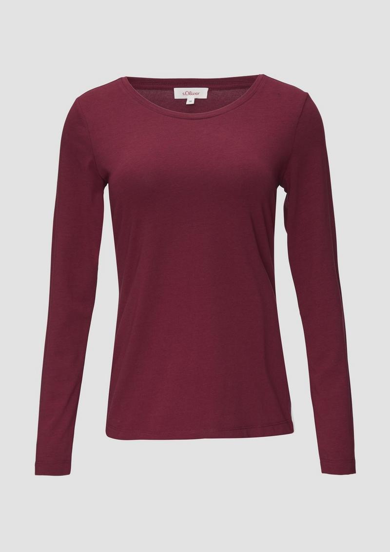 s.Oliver Longsleeve aus Baumwollstretch - rubinrot