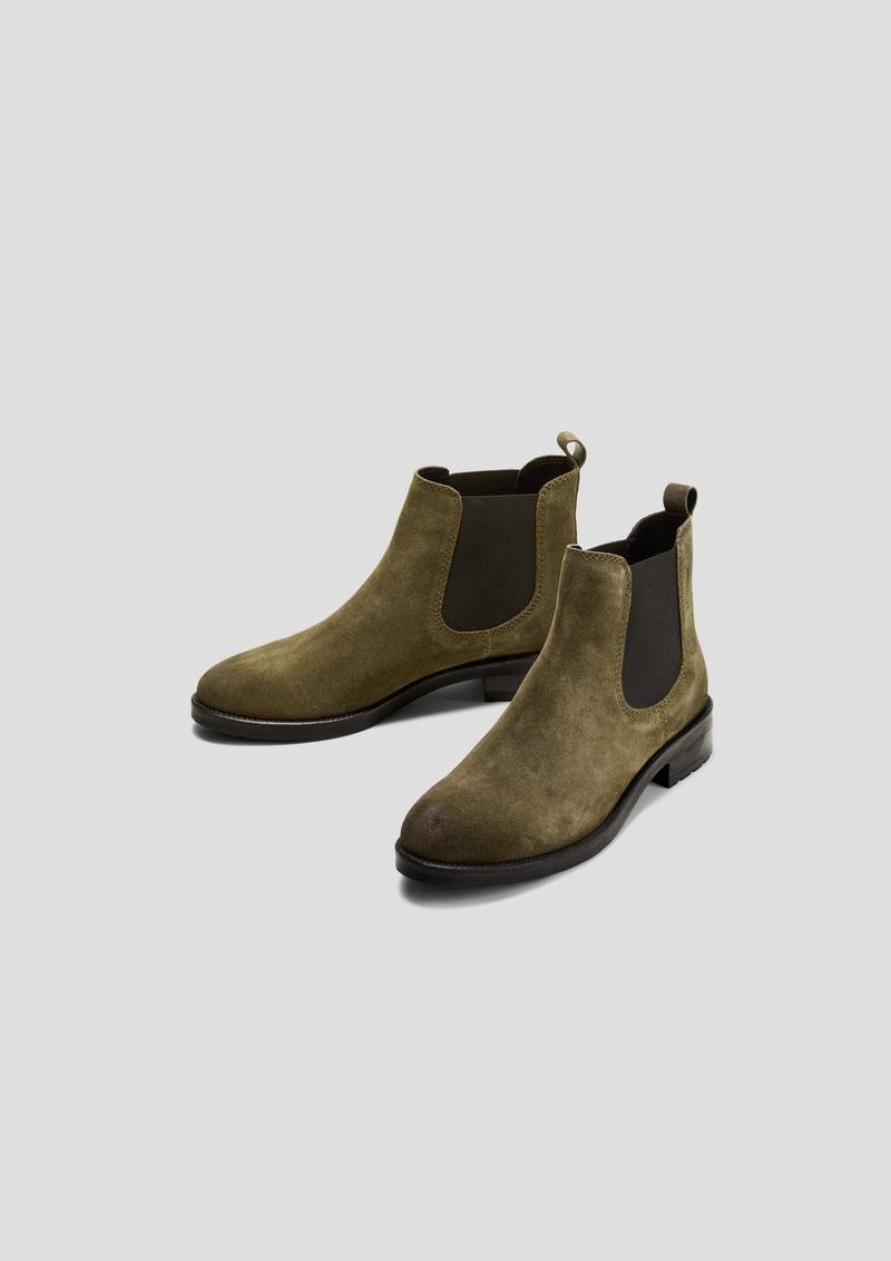s.Oliver Wildleder Chelsea Boots - olivgrün