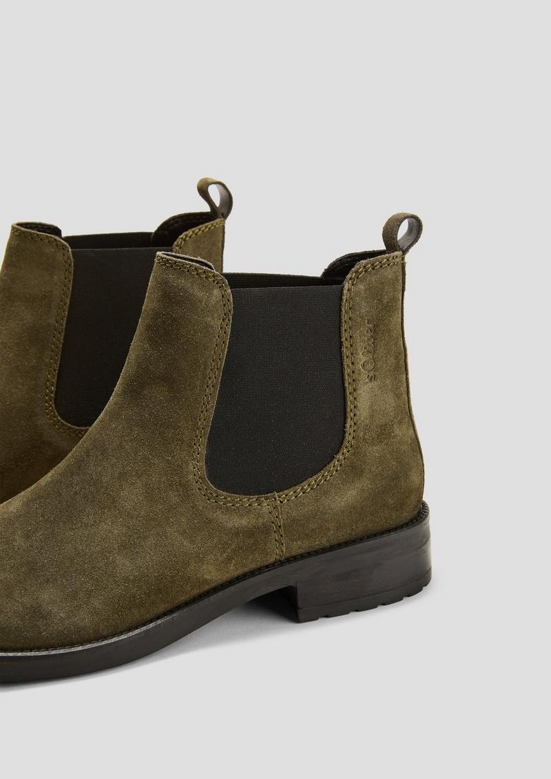 s.Oliver Wildleder Chelsea Boots - olivgrün