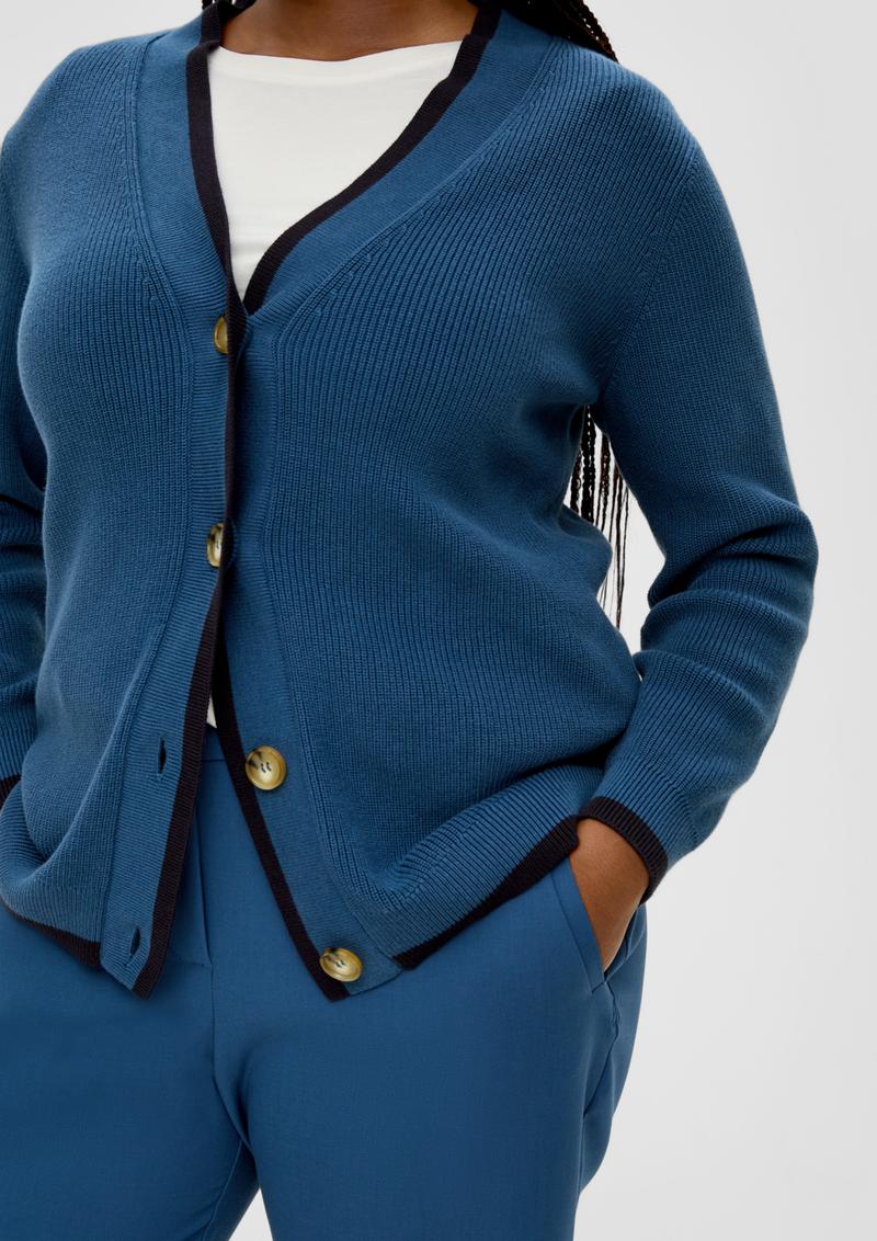 s.Oliver Strickjacke mit Rippstruktur - dunkelblau
