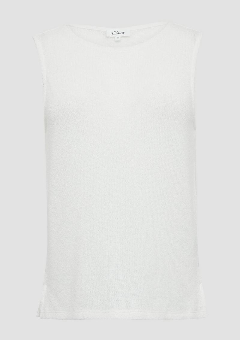 s.Oliver Semitransparentes Stricktop mit Rundhalsausschnitt - creme