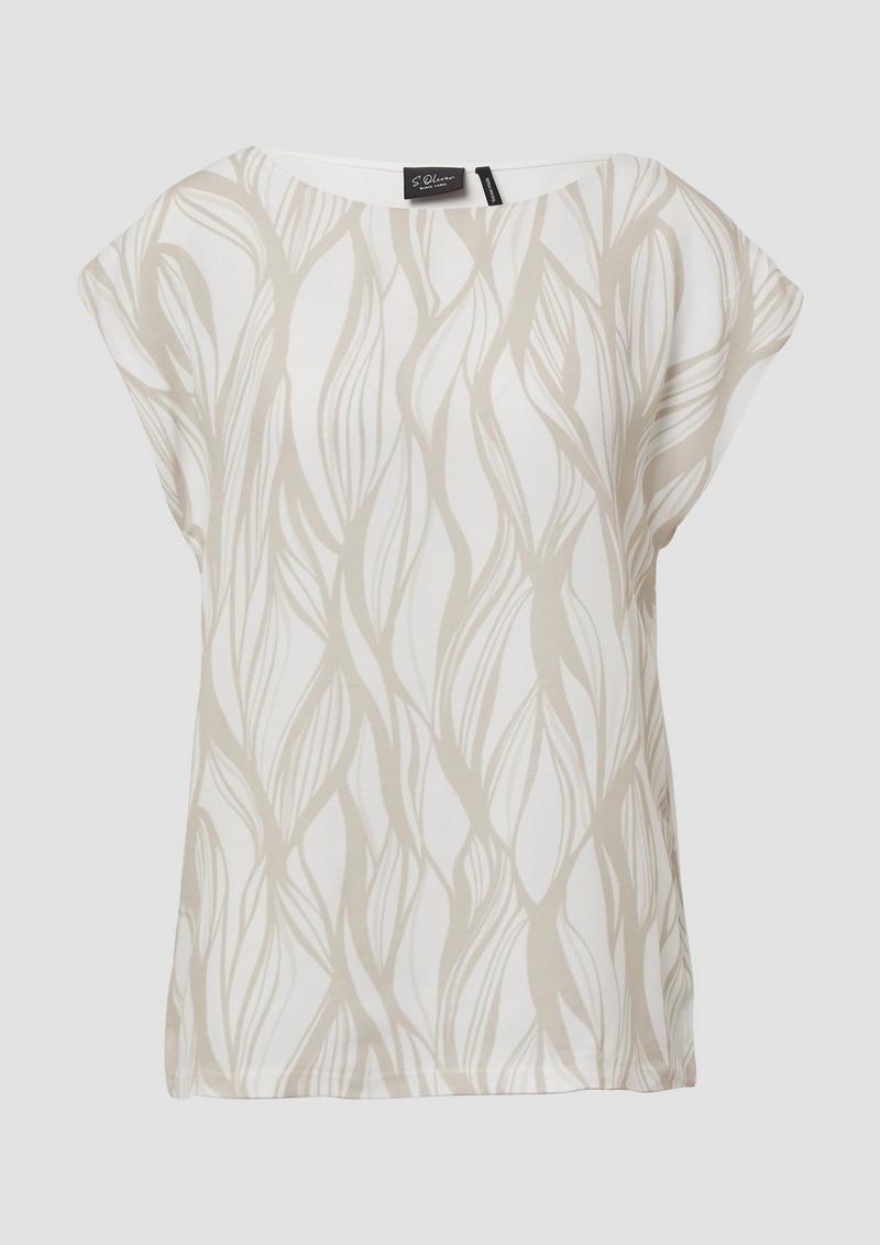 s.Oliver Ärmelloses Blusenshirt mit Frontprint - helles beige