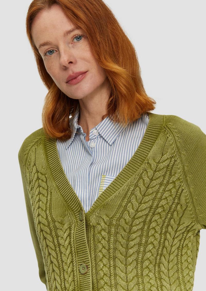 s.Oliver Baumwollcardigan mit Zopfmuster - guacamole