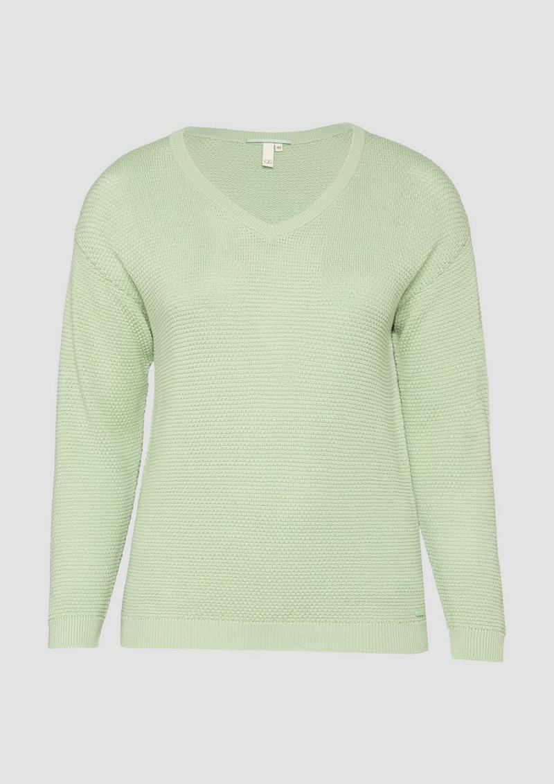 s.Oliver Pullover mit Strukturmuster und V-Ausschnitt - hellgrün