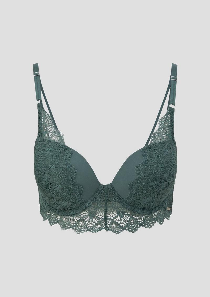 s.Oliver Push-Up BH mit Spitzendetails - petrol