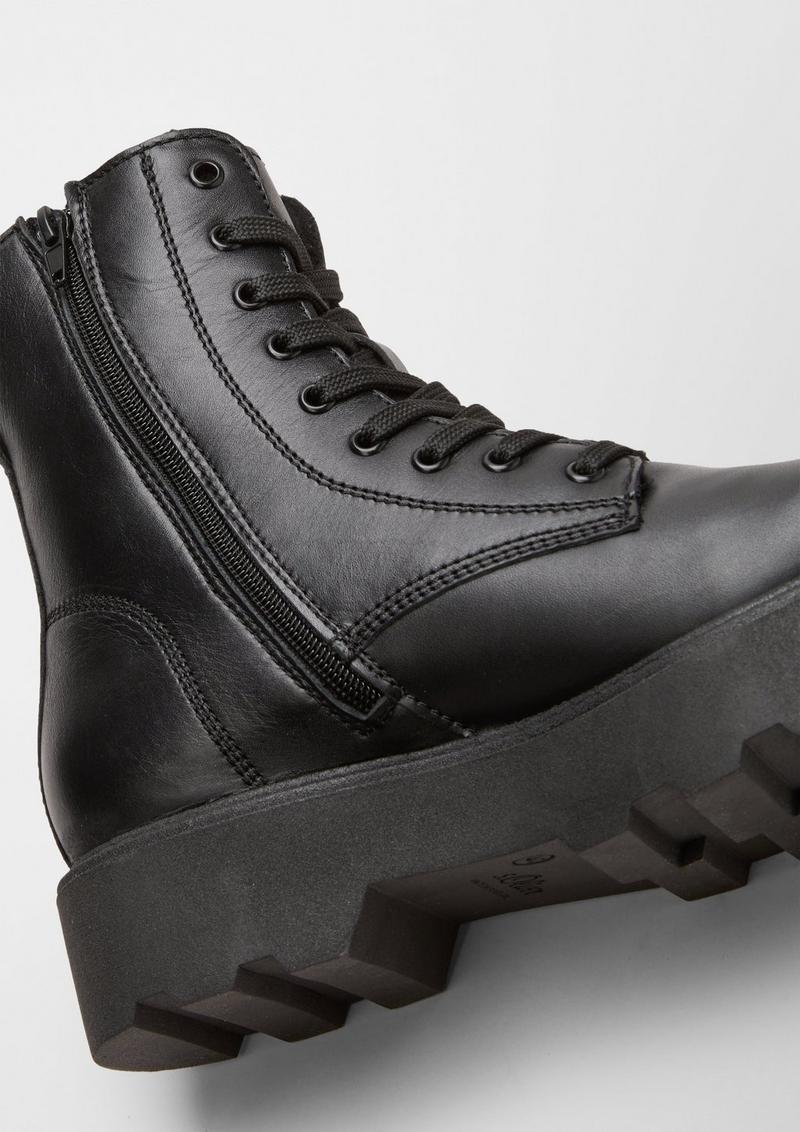 s.Oliver Lederstiefel mit Teddyfutter - schwarz