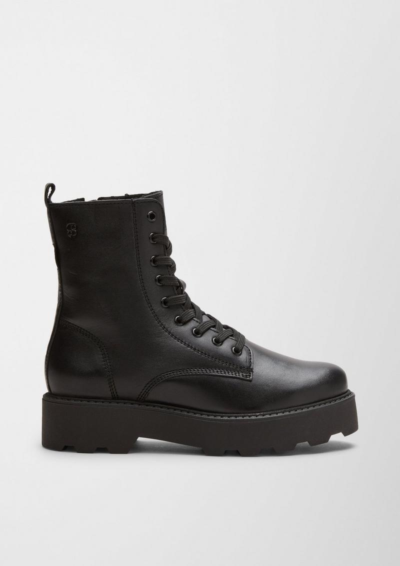 s.Oliver Lederstiefel mit Teddyfutter - schwarz