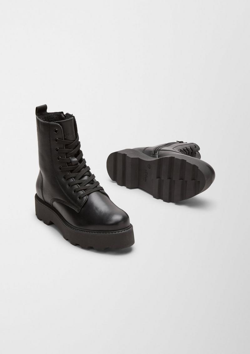 s.Oliver Lederstiefel mit Teddyfutter - schwarz