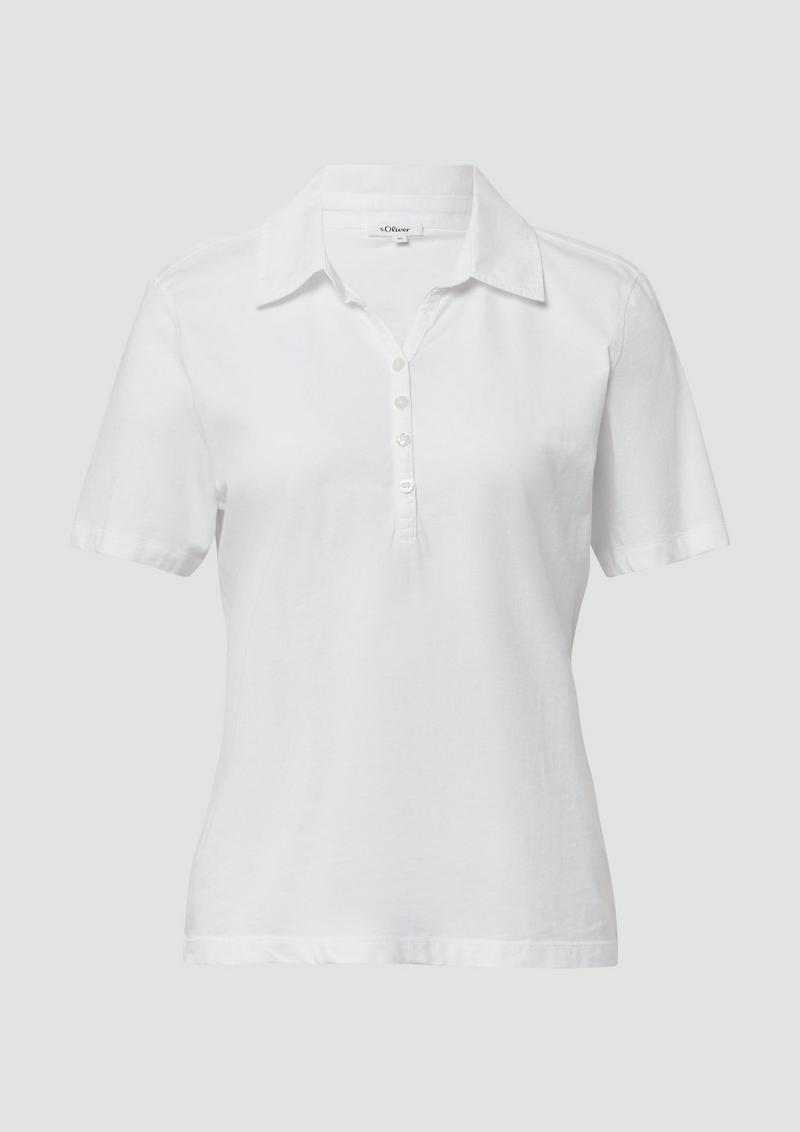 s.Oliver Jersey-Polo mit Knopfleiste - weiß
